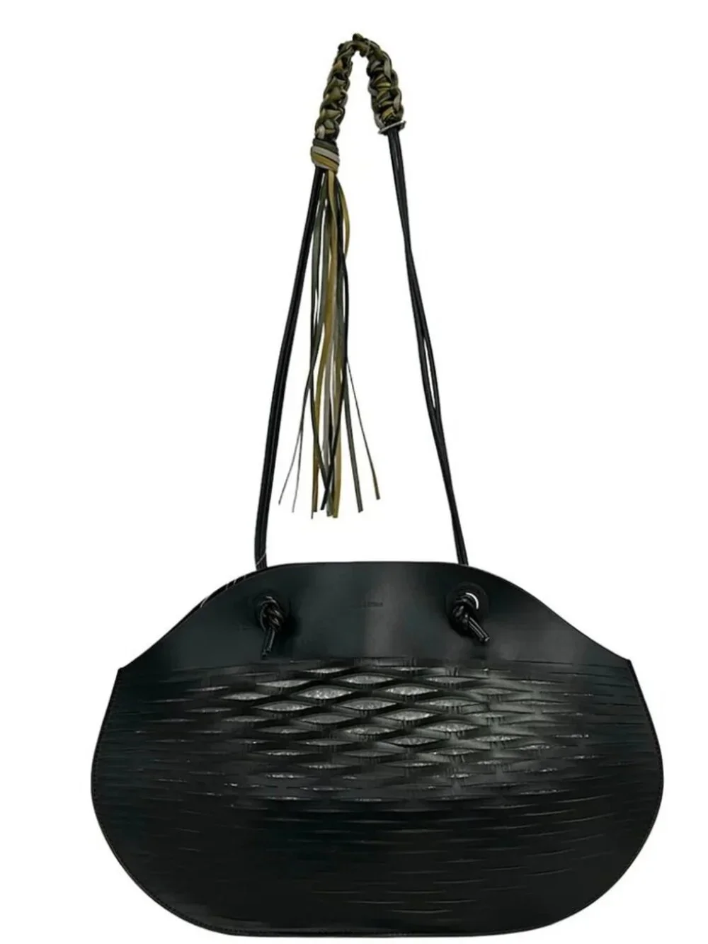 A VACATION 028-08141 Black Gray Leather Shoulder Bag